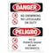 Signmission Safety Sign, OSHA Danger, 5" Height, No Swimming No Lifeguard On Duty Bilingual Spanish OS-DS-D-35-VS-1711 - alternate 1